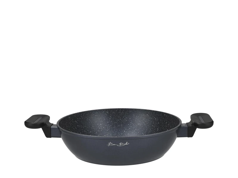 H&H by Bruno Barbieri Vortex Non-Stick Saucepan Ø 24 cm, PFLUON Coating with 3D Spiral, Induction Base, Stone Effect Interior