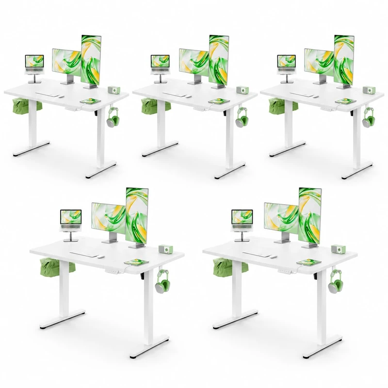 Marsail Electric Standing Desk with USB-A Charging Port, 160 x 80 cm Height Adjustable Sit Stand Desk with 4 Custom Height Settings,80kg Max Load, Stable Lifting, Storage Hooks & Cable Management,5pcs