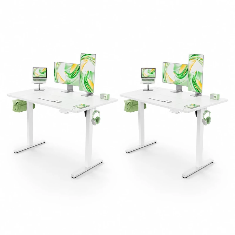 Marsail Electric Standing Desk with USB-A Charging Port, 160 x 80 cm Height Adjustable Sit Stand Desk with 4 Custom Height Settings,80kg Max Load, Stable Lifting, Storage Hooks & Cable Management,2pcs - Image 1