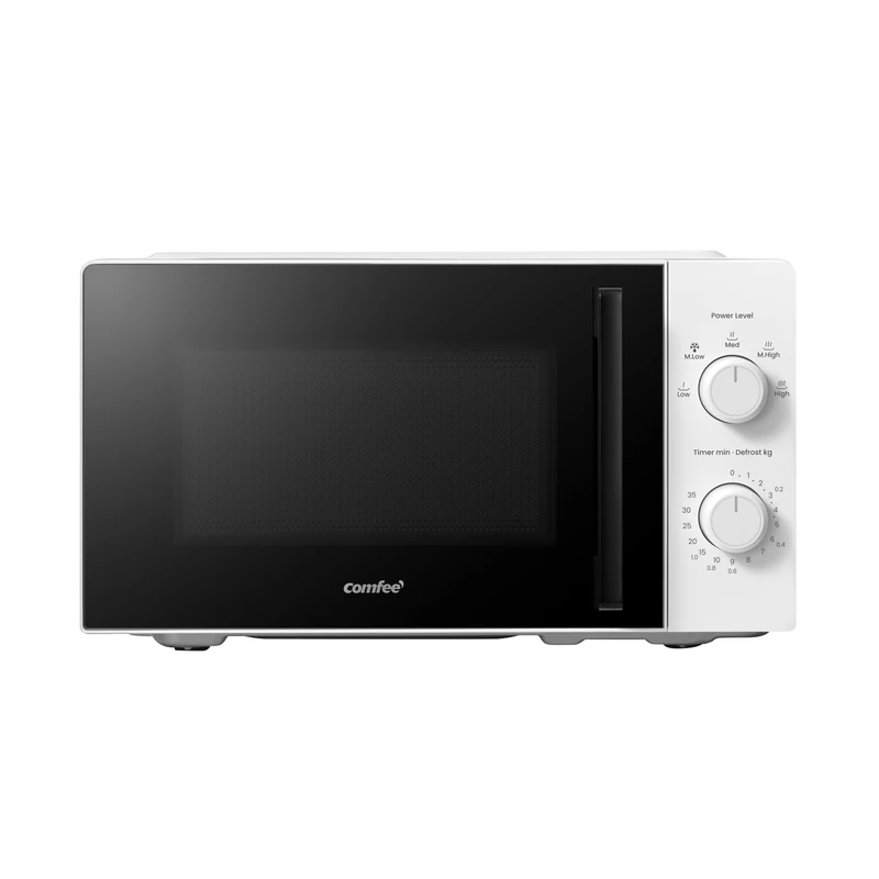 COMFEE' 20L Compact White Microwave Oven, 700W Solo Manual Countertop Microwave with 5 Power Levels, Quick Defrost, Easy Clean, Dial Timer, Ideal for Small Kitchens - CMO-MM20L2NFPF(WH)