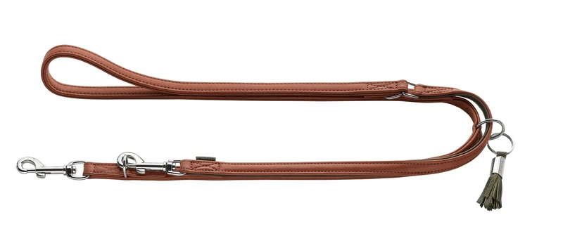Hunter Portofino Adjustable Dog Lead Made of Premium Leather, 3-Way Adjustable, Soft and Supple, Suitable for Hanging, Made in Germany, Colour: Cognac/Olive, Size: 15/200 - Image 1