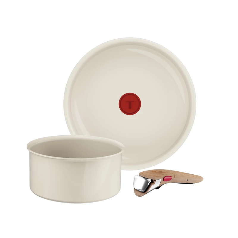 Tefal (Re) flect, 3-Piece Cookware, Stackable Pans and Pans, Removable Handle, Non-Stick Ceramic, L3699202 - Image 1
