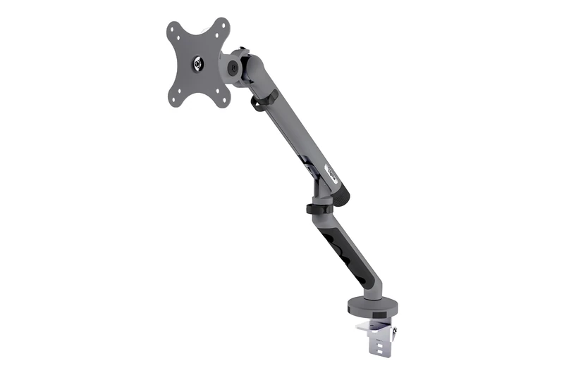 DIGITUS monitor mount – one monitor – up to 35 inches – mechanical spring – 10 kg load capacity – for flat and curved screens – VESA 75x75, 100x100 – table clamp – Design Series – grey