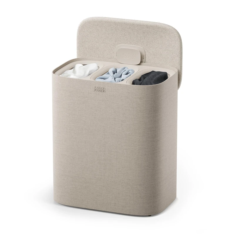 Joseph Joseph Tota 2 Trio 90L 3-Compartment Laundry Basket Pale Mushroom