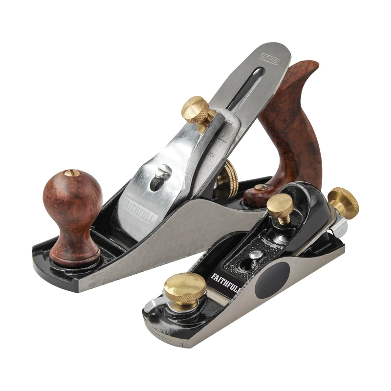 Faithfull No.4 & No. 60 ½ Plane Set – Precision Machined Cast Iron Hand Planes with FSC Wooden Handles for Smoothing, Trimming, End Grain Work & General Woodworking - Image 1