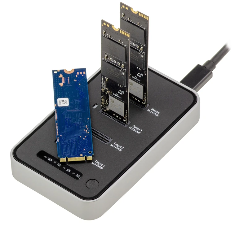 KALEA-INFORMATIQUE 40Gbps Tunderbolt Dock for 4 M.2 NVMe PCIe, Standalone 1 to 3 SSD Cloning Station, USB4 Compatible, Simultaneous Access to 4 SSDs, Up to 32 TB, Aluminium Frame