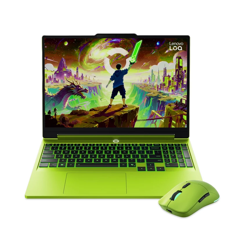 Lenovo LOQ 15AHP11 | 15.3 inch Gaming Laptop | AMD Ryzen 7 250 | NVIDIA GeForce RTX 5050 |16GB RAM | 512GB SSD | Win11 Home | 1-Zone RGB Backlit | Green- Includes Legion M220 Wireless RGB Gaming Mouse - Image 1