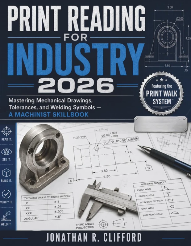 Print Reading for Industry 2026: Mastering Mechanical Drawings, Tolerances, and Welding Symbols — A Machinist Skillbook