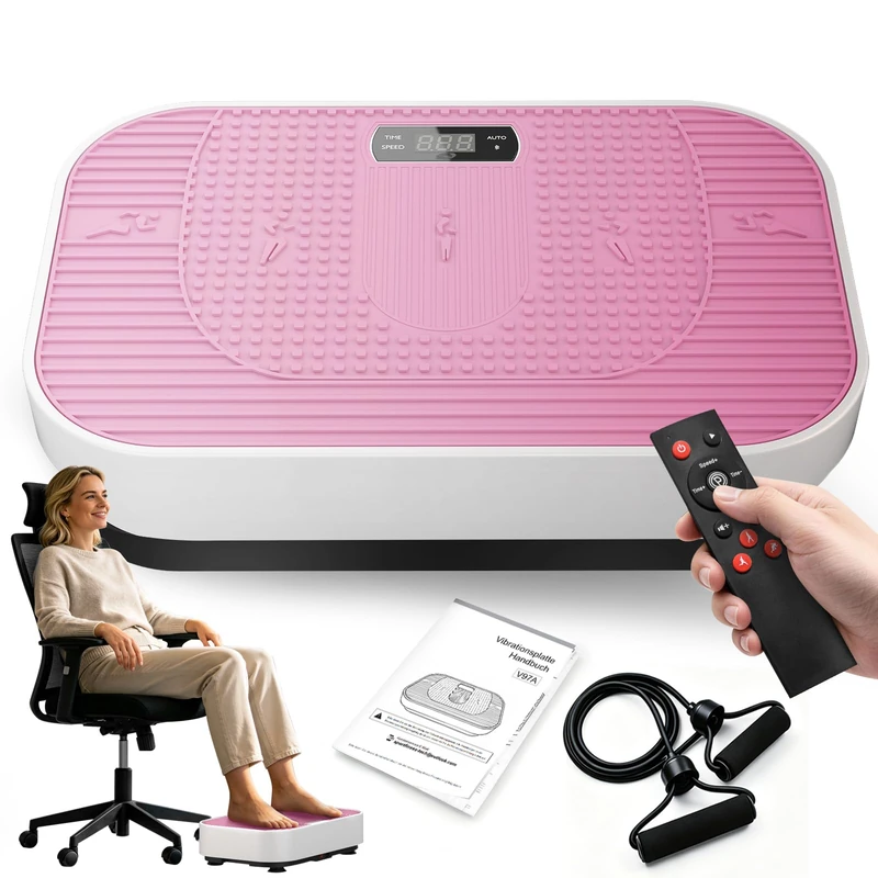 Neezee Vibration Plate Exercise Machine, 200W High-Torque 199 Speeds Vibrating Plate, Lymphatic Drainage Thigh Trainer, Abs Machine with Resistance Bands, Home Gym Equipment for Weight Loss