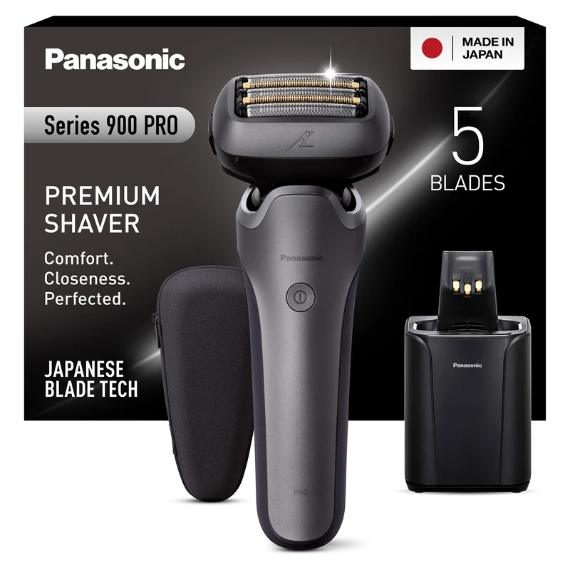 Panasonic ES-L580US811 Series 900 5-Blade Electric Shaver for Men, Self-Cleaning Recharger, USB-C Charging, Intelligent Beard Sensor+, 20D Flexible Head, Wet & Dry Shaving, Travel Case