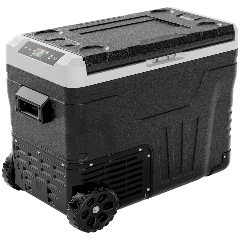EUHOMY 50L Car Fridge,12V Compressor Fridge -20℃~20℃, Portable Camping Fridge 12/24V DC, 220-240V AC with APP control, Cooler with Wheels for Camping, RV, Travel, Fishing, Outdoor