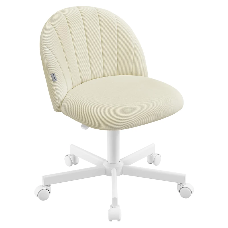 SONGMICS Office Chair, Swivel Makeup Vanity Desk Chair, Height Adjustable, Corduroy Fabric, Foam Padded, for Home Office, Bedroom, Dressing Room, Sand Beige OBG027L101