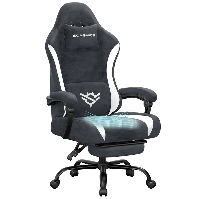 SONGMICS Gaming Chair, with Footrest and Lumbar Support