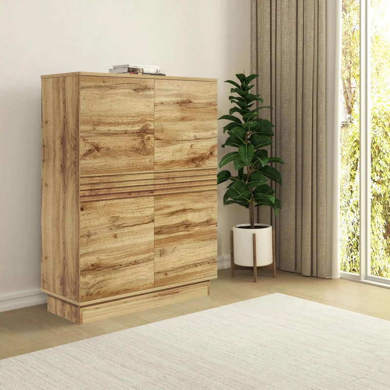 Dorel Home Toro Highboard with 2 doors in Wotan Oak, 120 x 90 x 38cm (H x W x D)