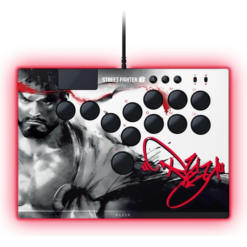 Razer Kitsune Ryu Edition - Optical arcade controller for PS5 and PC - Layout featuring 4 precision directional buttons - Flat linear optical switches - Slim, portable design | Ryu Ed.
