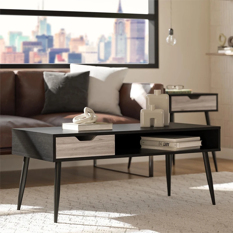 Dorel Home Copley Coffee Table, Black Oak, 107 x 50 x 46cm (W x D x H)