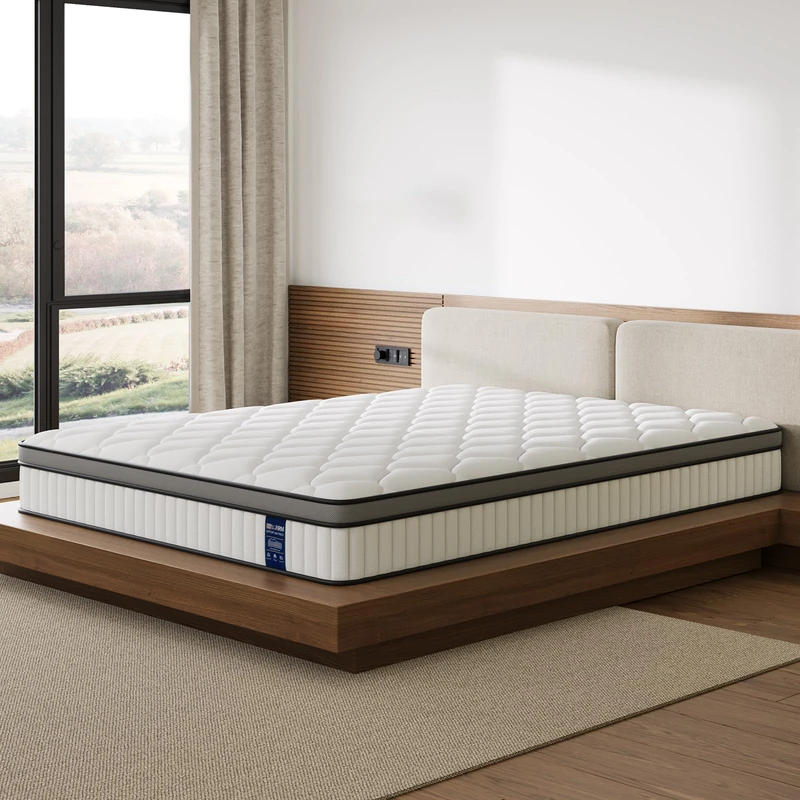 BedStory 4FT6 Double Mattress - 135x190x25cm, 10 Inch Hybrid Mattress with Foam & Individually Pocket Spring for Pressure Relief & Motion Isolation