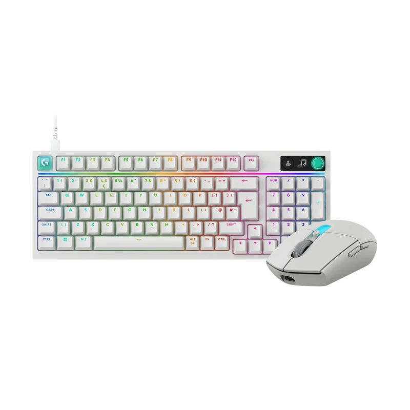 Logitech G G316 X 98 Gaming Keyboard,8 kHz Report Rate, Tactile Switches,LED Dot Matrix Display,Dial,RGB LIGHTSYNC,UK QWERTY + G305 X SUPERLIGHT Wireless Gaming Mouse,HERO 44K Sensor, LIGHTSPEED-White