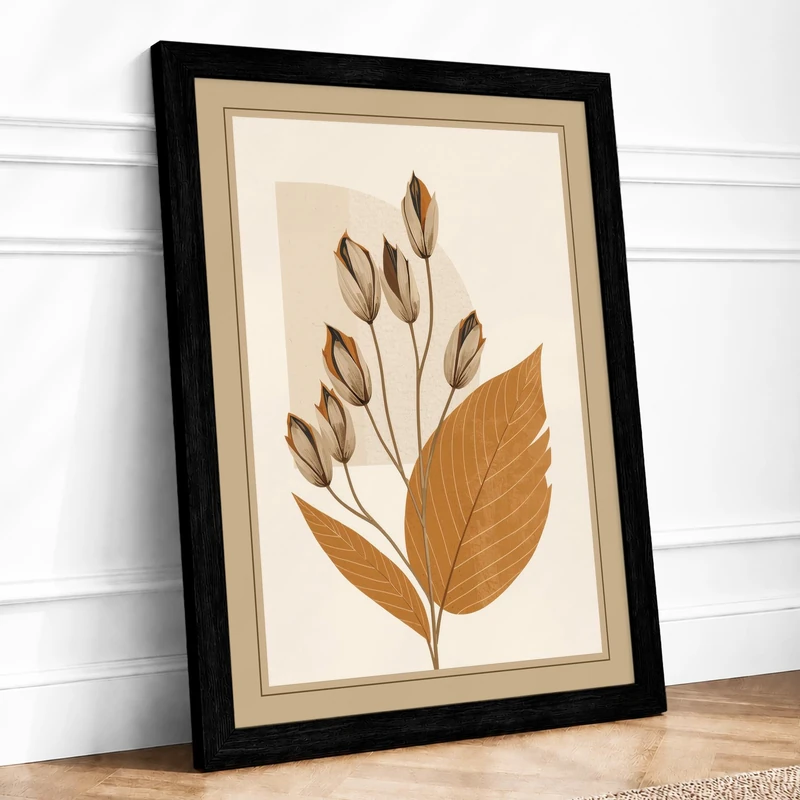 Dual Specimens Study Botanical Framed Wall Art Print A1 (84.1×59.4cm) Black, Wall Decor for Living Room, Bedroom, Office & Home, Ready to Hang, Art Gift