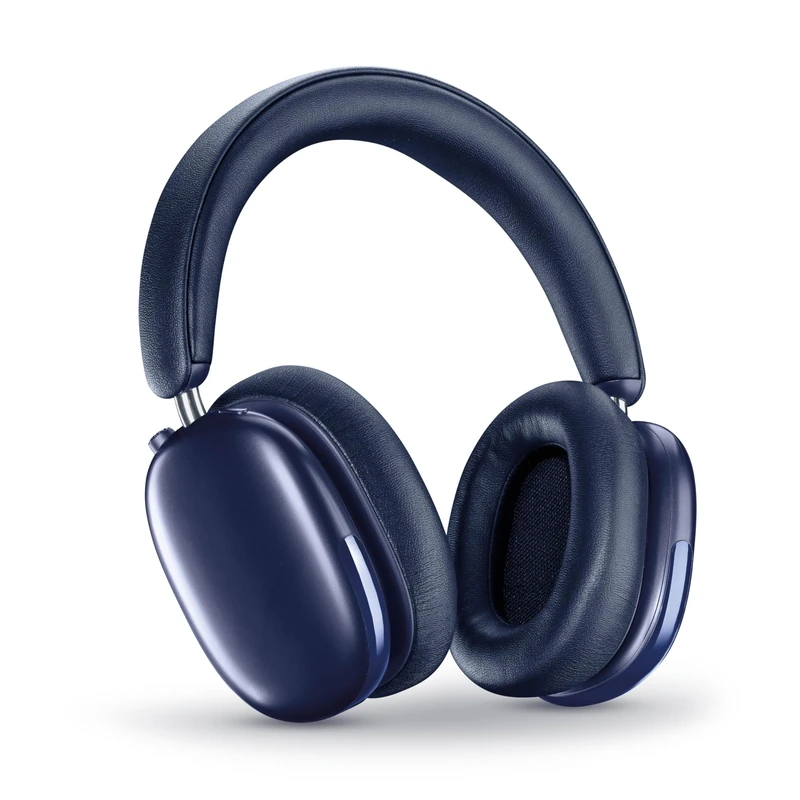 Music Sound Aurix Bluetooth Over Ear Headphones with Active Noise Cancelling, Spatial Audio, Ear Controls, Microphone and Up to 35 Hours of Playtime, Blue