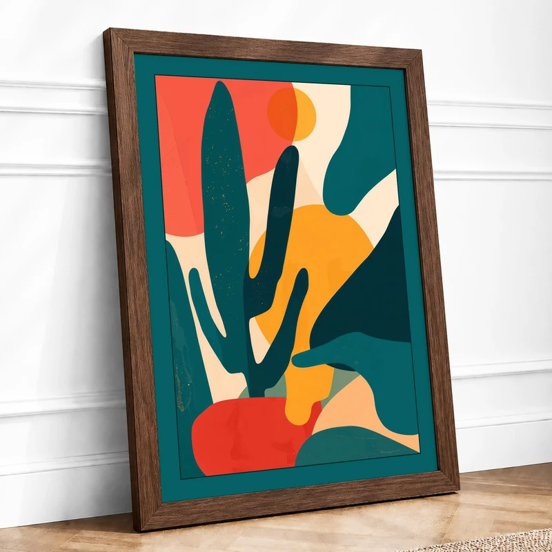 Organic Radiance Modern Framed Wall Art Print A1 (84.1×59.4cm) Walnut, Wall Decor for Living Room, Bedroom, Office & Home, Ready to Hang, Art Gift - Image 1