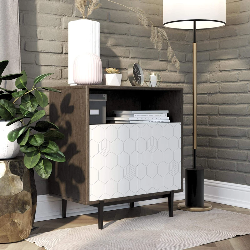 Dorel Home Olivia Storage Cabinet, Grey Oak Look, 71 x 40 x 77cm (W x D x H)