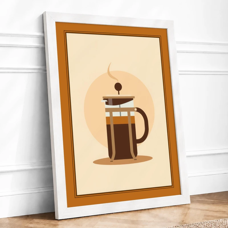 Morning Press Modern Framed Wall Art Print A1 (84.1×59.4cm) White, Wall Decor for Living Room, Bedroom, Office & Home, Ready to Hang, Art Gift