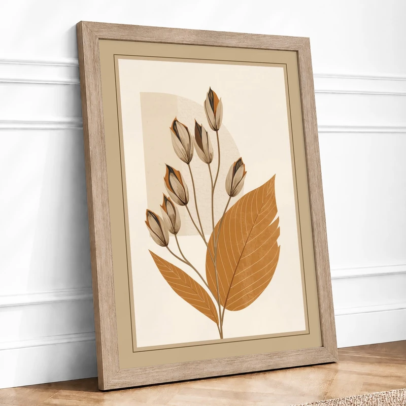 Dual Specimens Study Botanical Framed Wall Art Print A1 (84.1×59.4cm) Oak, Wall Decor for Living Room, Bedroom, Office & Home, Ready to Hang, Art Gift