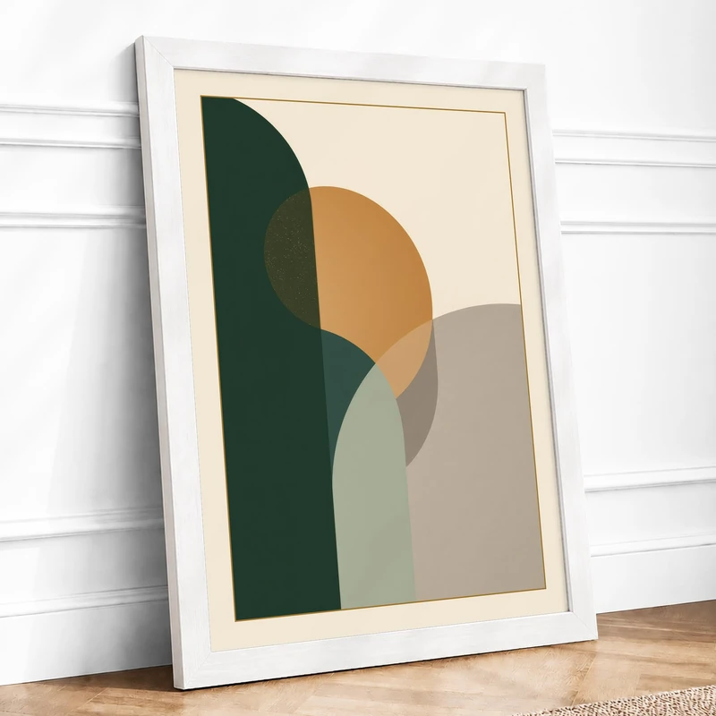 Geometric Order Minimalist Framed Wall Art Print A1 (84.1×59.4cm) White, Wall Decor for Living Room, Bedroom, Office & Home, Ready to Hang, Art Gift - Image 1
