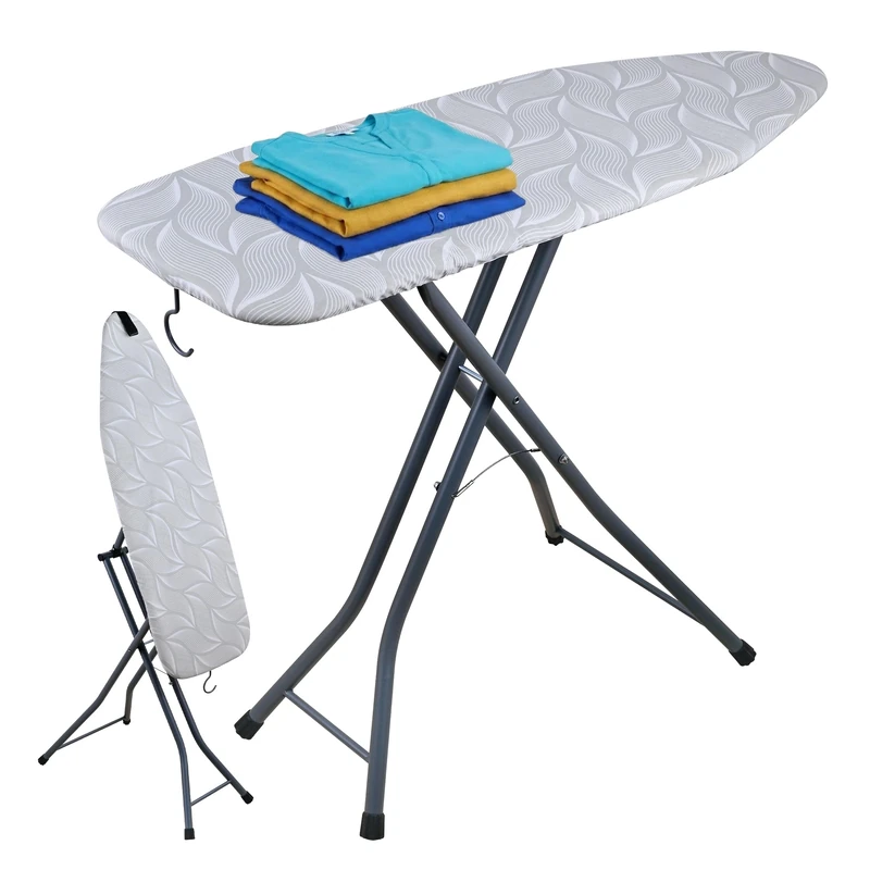Relaxdays 2-in-1 Iron & Steam Board, for irons & steamers, WxD: 109.5 x 35.5 cm, wall-mount station, grey - Image 1