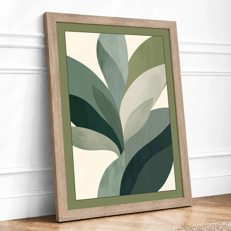 Unfolding Leaves Botanical Framed Wall Art Print A1 (84.1×59.4cm) Oak, Wall Decor for Living Room, Bedroom, Office & Home, Ready to Hang, Art Gift