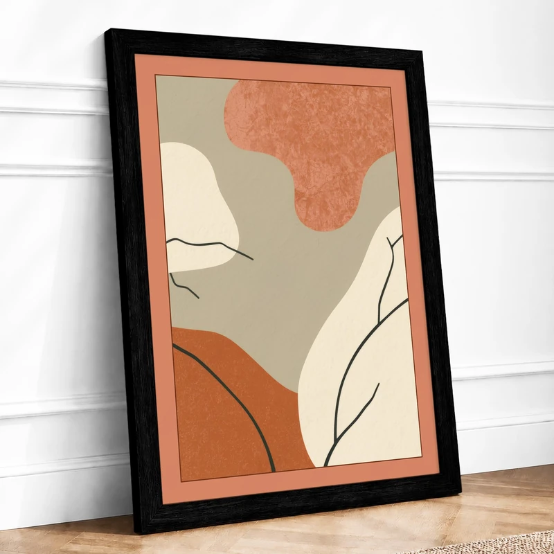 Organic Forms Minimalist Framed Wall Art Print A1 (84.1×59.4cm) Black, Wall Decor for Living Room, Bedroom, Office & Home, Ready to Hang, Art Gift