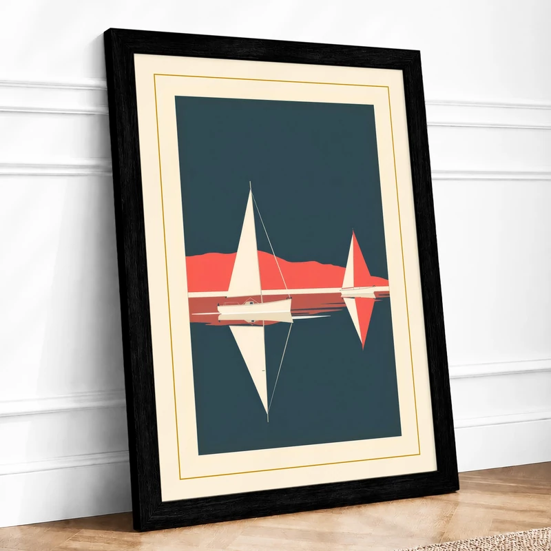 Streamlined Aircraft Mid-Century Framed Wall Art Print A1 (84.1×59.4cm) Black, Wall Decor for Living Room, Bedroom, Office & Home, Ready to Hang, Art Gift - Image 1