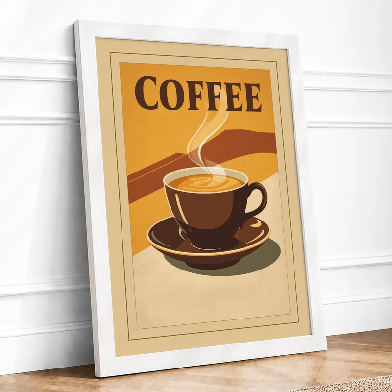 Fresh Brew Poured Vintage Framed Wall Art Print A1 (84.1×59.4cm) White, Wall Decor for Living Room, Bedroom, Office & Home, Ready to Hang, Art Gift - Image 1