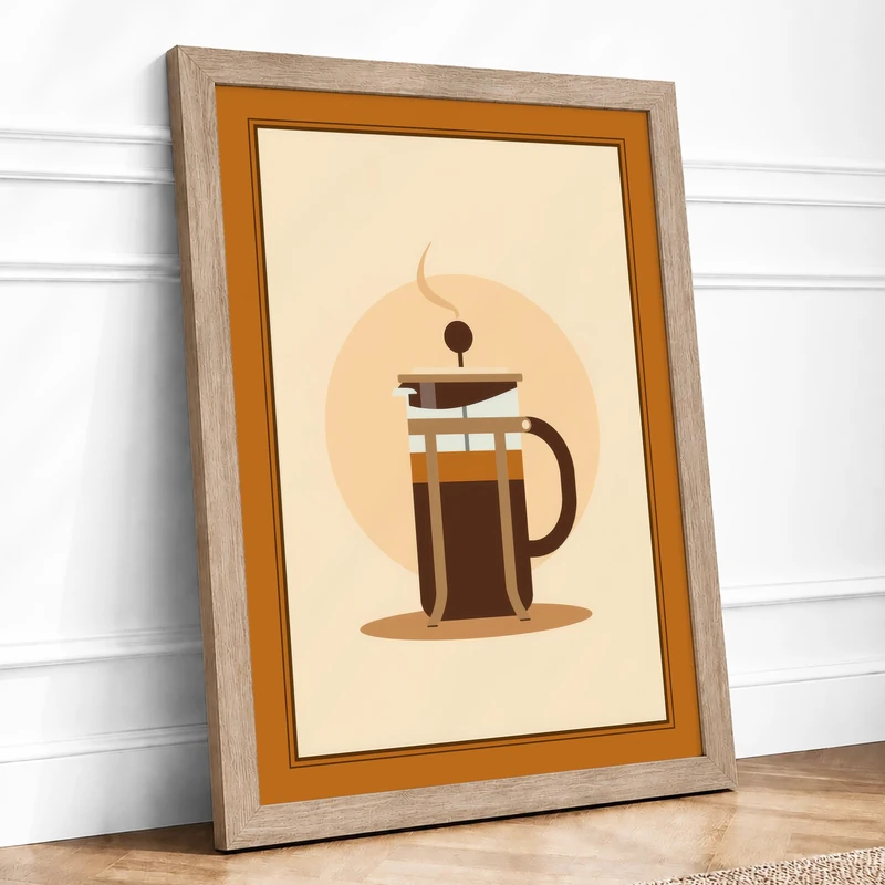 Morning Press Modern Framed Wall Art Print A1 (84.1×59.4cm) Oak, Wall Decor for Living Room, Bedroom, Office & Home, Ready to Hang, Art Gift - Image 1