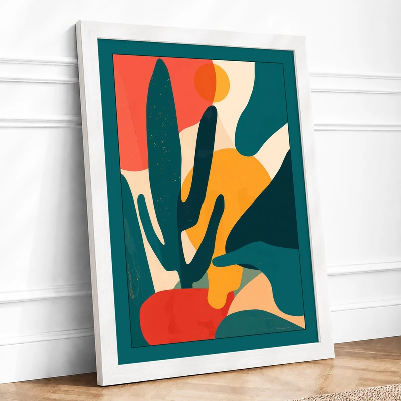 Organic Radiance Modern Framed Wall Art Print A1 (84.1×59.4cm) White, Wall Decor for Living Room, Bedroom, Office & Home, Ready to Hang, Art Gift - Image 1