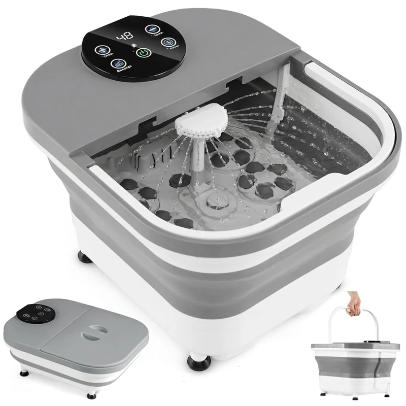 SPOTRAVEL Collapsible Foot Spa Massager, Foot Bath Tub with Heater (Grey)