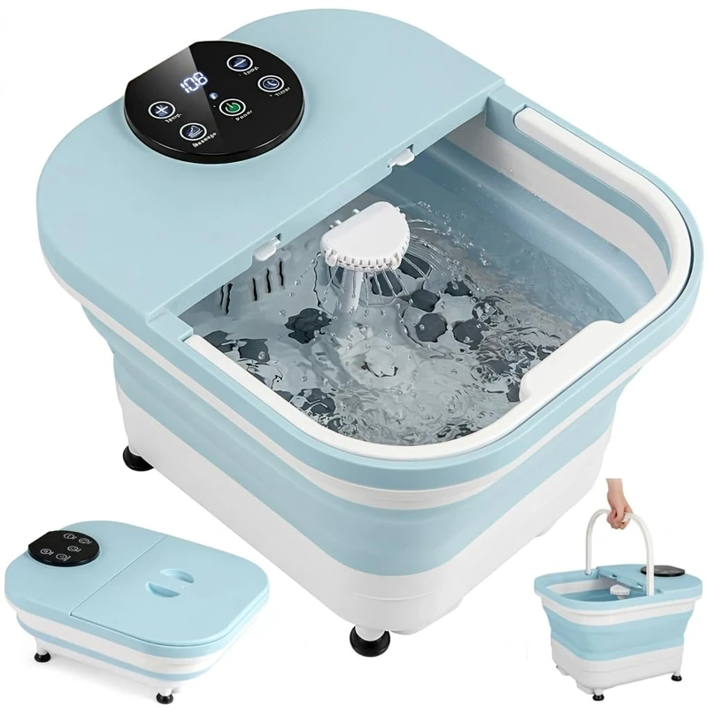 SPOTRAVEL Collapsible Foot Spa Massager, Foot Bath Tub with Heater (Blue)