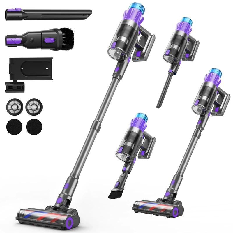 Redkey Wireless Vacuum Cleaner 58KPa/600W/70Min, Powerful Vertical Wireless Electric Broom with Anti-Tangle, LED Display, Vacuum Cleaner for Pets/Floors/Cars/Hair, P9 Pro