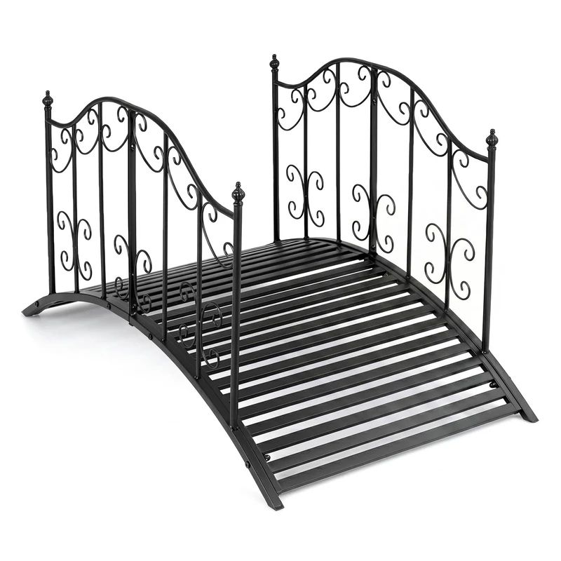 GiantexUK 118cm Metal Garden Bridge (Scrollwork Pattern,118x67x70cm)