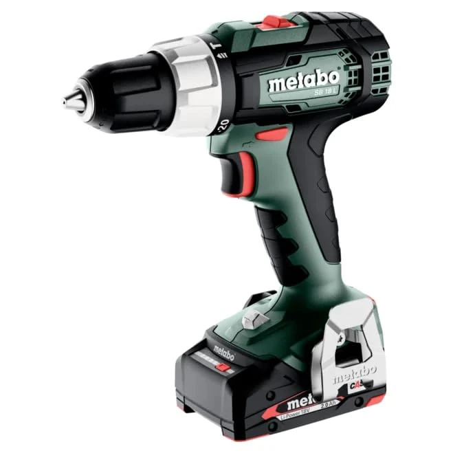 Metabo SB 18 L (614053580) 18V Cordless Combi Drill Set with 2 x 2.0 Ah Batteries, SC 36 Charger and metaBOX 145 Case