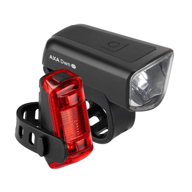 AXA Dwn 50 Lux USB Bike Light Set – 11-h battery life – battery indicator - Image 1