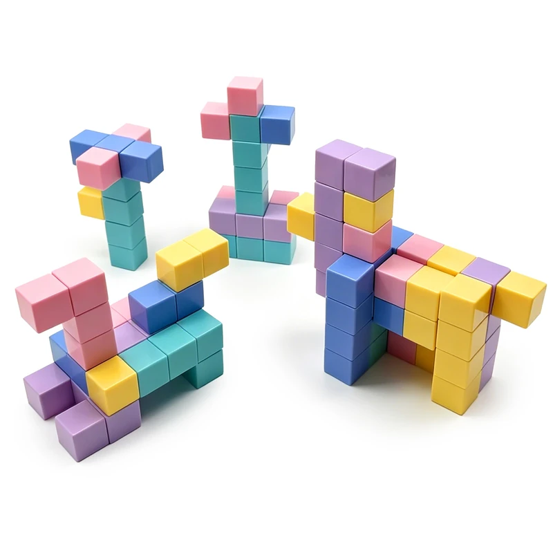 Relaxdays Magnetic Building Blocks – Set of 100, Pastel, Magnetic Toys, Ages 3+, Blocks for Kids, Pouch, ABS, Colourful