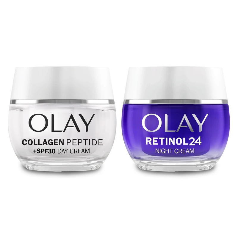 Olay Collagen Peptide Day Cream and Olay Retinol 24 Night Cream Face Moisturiser. Anti Ageing Skincare