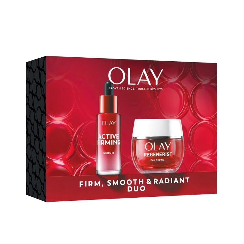 Olay Regenerist Active Firming Serum & Day Face Moisturiser Gift Set; Firm, Smooth & Radiant Duo, with Niacinamide, and Peptides Skincare for Women, Firmer, Smoother, Radiant Skin in just 7 Days