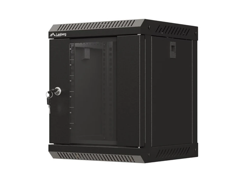 Lanberg Rack Cabinet 10 Inch Wall Mounted 6U/300 x 300 with Glass Door, Black