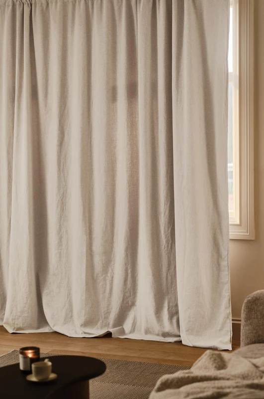 Jotex Melanie Linen-Mix Blackout Curtain, Extra Wide, 270 cm, 2-Layer Curtain with Transparent and Blackout Function (Pack of 1), Scientific, 270 x 220 cm
