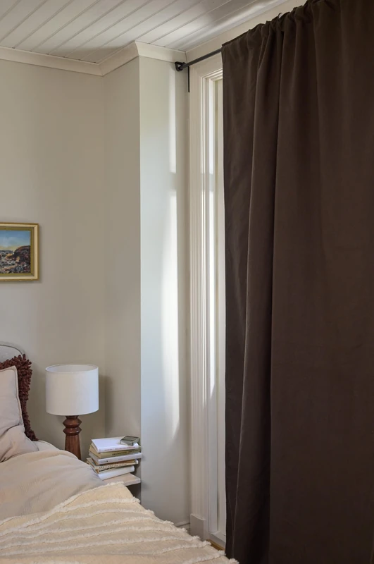Jotex Melanie Linen Mix Blackout Curtain, 2-Layer Curtain with Transparent and Blackout Function (Pack of 1), Chocolate Brown, 135 x 300 cm
