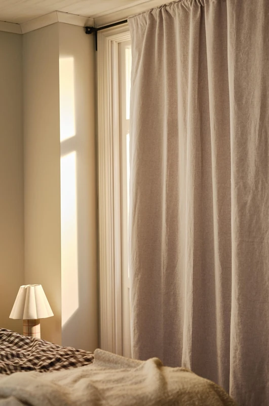 Jotex Melanie Linen Mix Blackout Curtain, 2-Layer Curtain with Transparent and Blackout Function (Pack of 1), Linen Beige, 135 x 220 cm