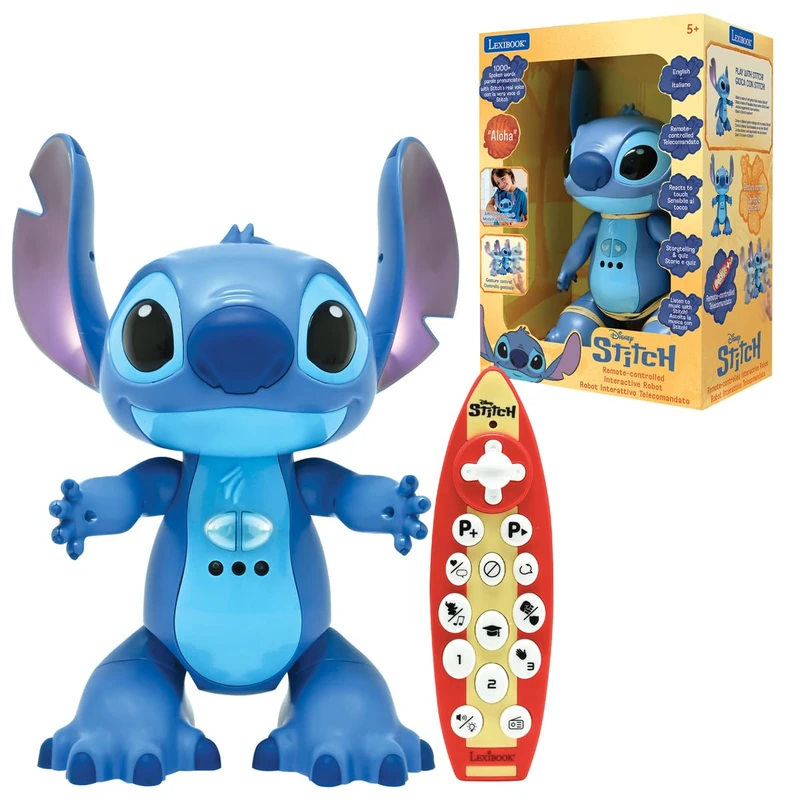 LEXIBOOK, Disney Stitch, Bilingual English Italian Interactive Toy, Gesture and Remote Control, Reacts to Touch, Programmable, Two Speed, Blue, STITCHi5LXB - Image 1